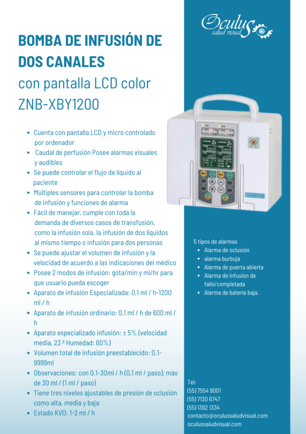 Bomba de infusión de dos canales