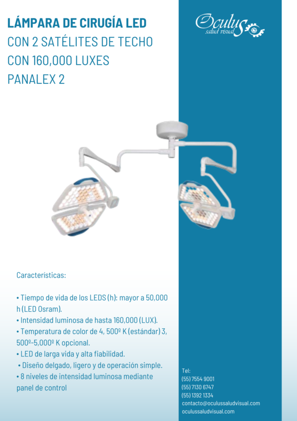 Lámpara de cirugia led hexa PANALEX 2 Lámpara de cirugía LED con 2 Satélites con 160,000 LUXES cada uno