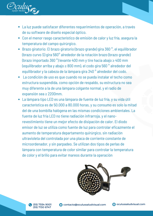 Lámpara de cirugia 1 SATELITE PANALEX 2 (2) Lámpara Quirúrgica 1 Satélite SHD-LED500