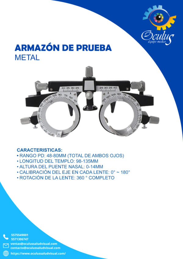 Equipo Optometria y Oftalmologia Armazón de pruebas de metal