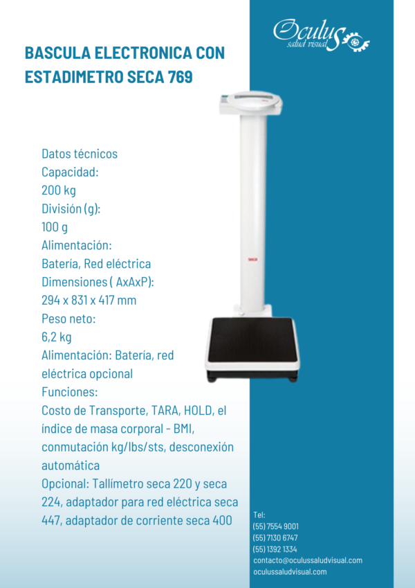 BASCULA ELECTRONICA CON ESTADIMETRO SECA 769 Bascula electrónica con estadimetro SECA 769