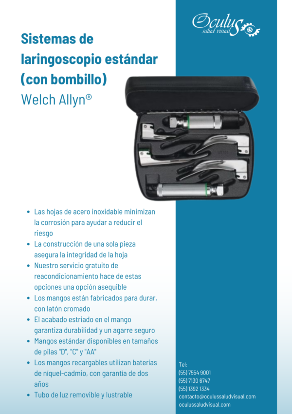 Sistemas de laringoscopio estándar (con bombillo) Sistemas de laringoscopio estándar (con bombillo)